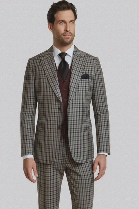 Steve Harvey Suits - Multicolor Suit - Designer Brand Suit No Double Breasted Pinstripe Pleated Pants Modern Fit