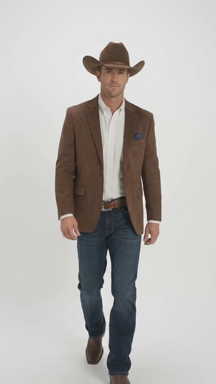 Men’s Brown Suede Western Blazer – Cowboy Style Sport Coat Jacket