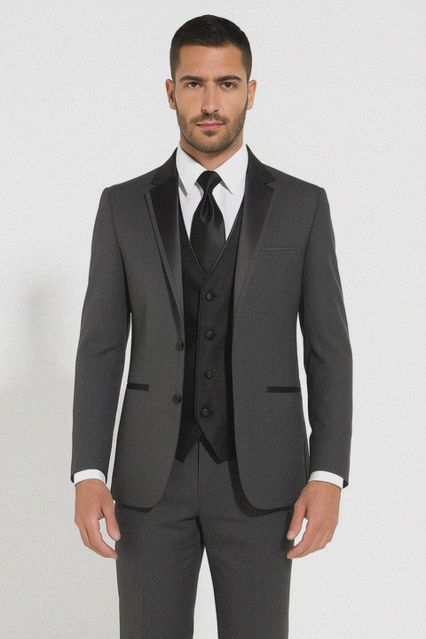 Dark Grey Tuxedo  - Mens Dark Gray Tuxedo