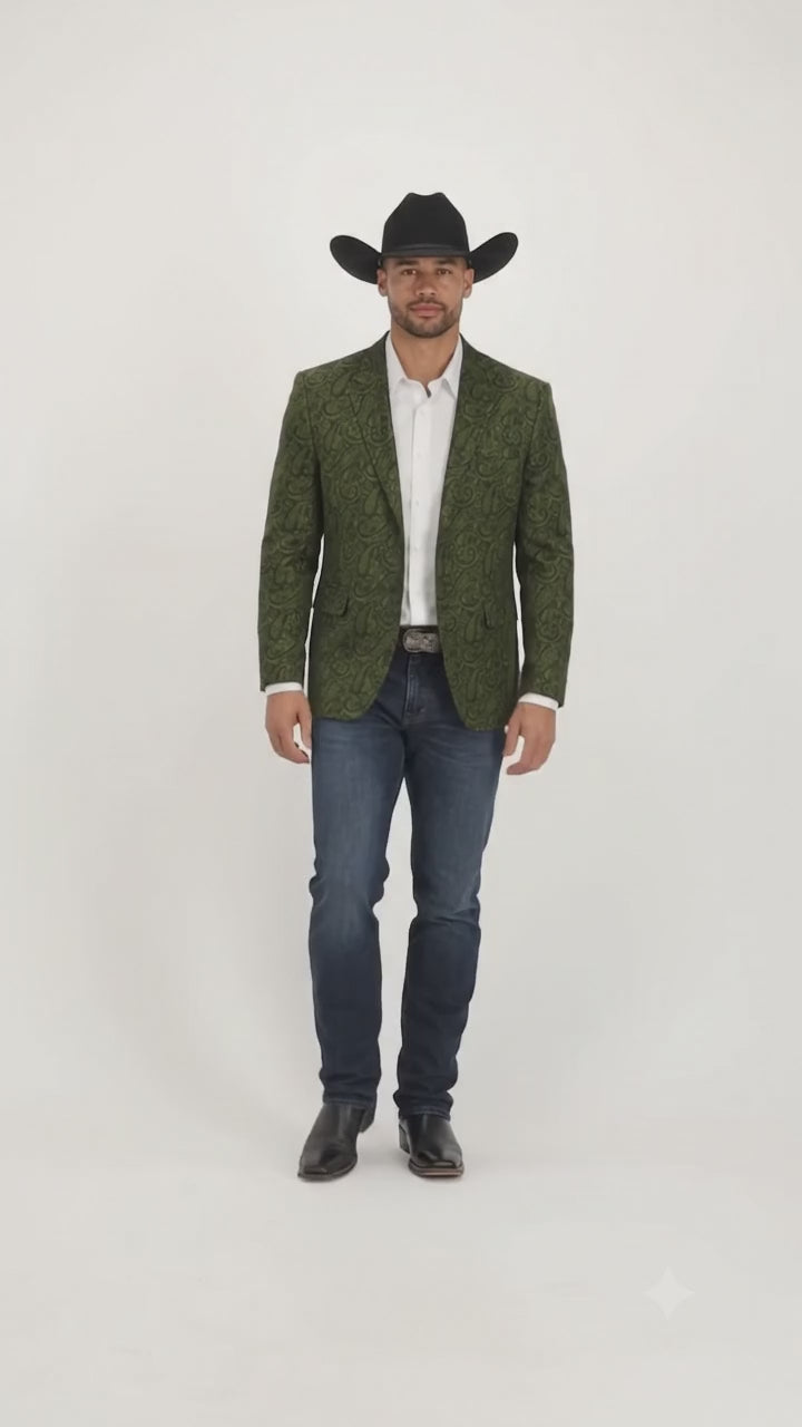 Western Blazer - Saco Vaquero Para Hombre - Paisley Blazer in Olive
