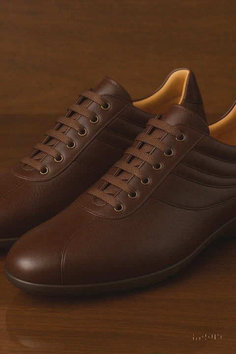 Mezlan Luka Men’s Sneaker – Brown Calfskin and Deerskin Leather Casual Shoe, Handmade in Spain