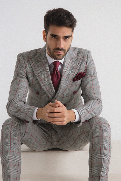 Grey with Red Plaid by Rossiman