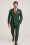 Rockefeller Collection - Double Breasted Stripe Suit Hunter Green Regular Fit 2 Piece