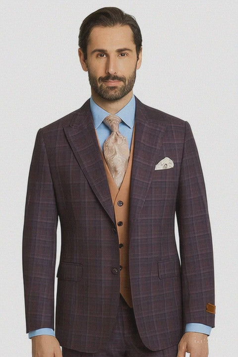 Steve Harvey Suits - Purple Suit - Designer Brand Suit No Pleated Pants Modern Fit