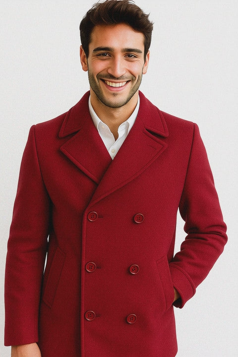 Men's Big & Tall Wool Peacoat – Classic Double Breasted Overcoat Style