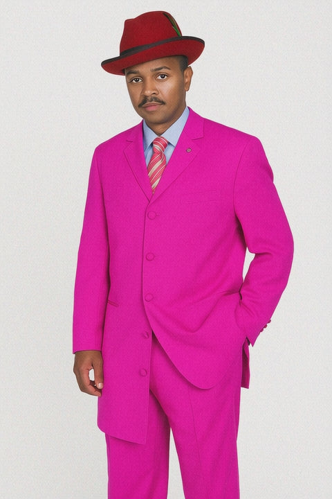 "Classic Men's Pink Zoot Suit - 2PC Long Fashion Ensemble"