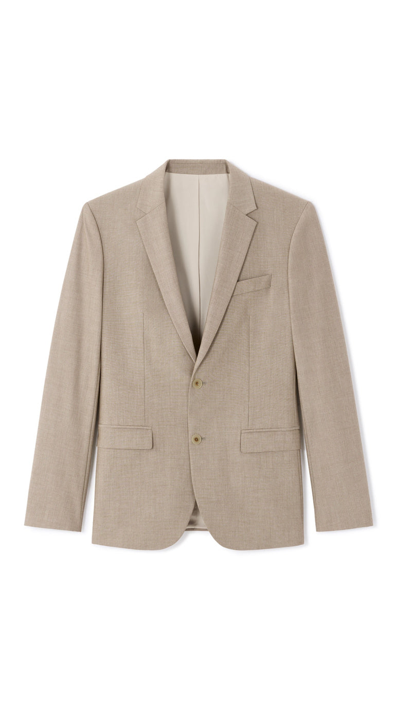 Slim Fit Bi-Stretch Suit Jacket - Dark Beige