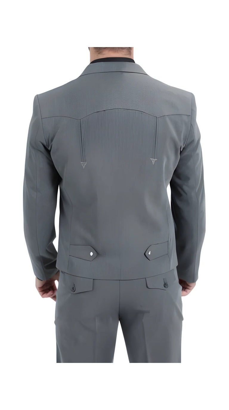Men's Slate Western Suit 2-Piece - Cowboy Suit with Western Yoke & Pearl Snaps