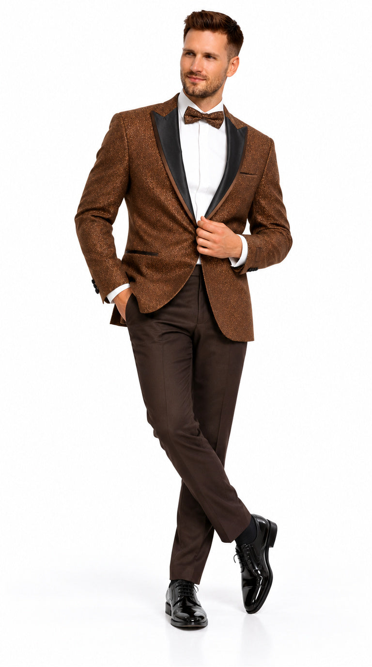 Mens Light Brown Tuxedo Suit Sequin Sparkly Shiny Dinner Jacket + Pants