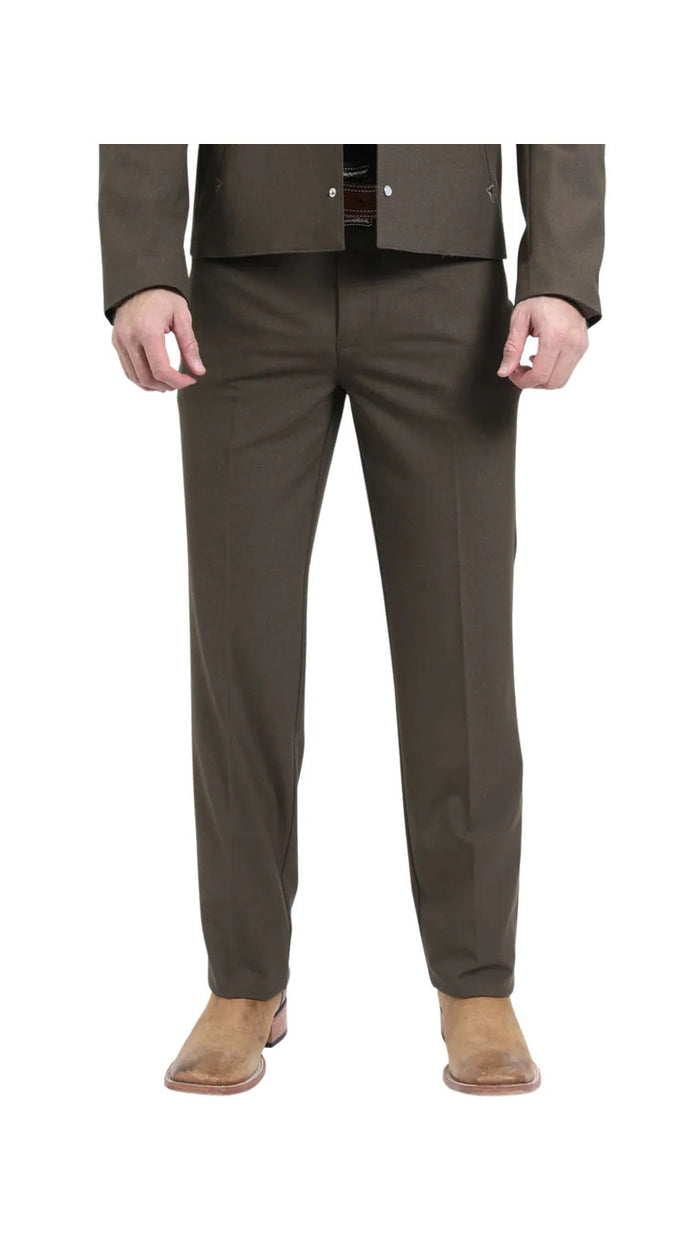 Men's Brown Western Suit 2-Piece - Cowboy Suit with Western Yoke & Pearl Snaps