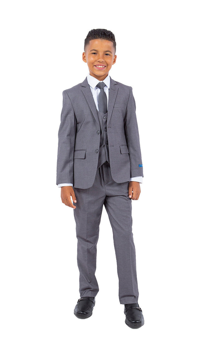 Perry Ellis Boy's 5-Piece Solid Suit - Mid Grey