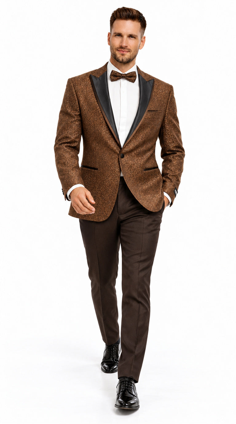 Mens Light Brown Tuxedo Suit Sequin Sparkly Shiny Dinner Jacket + Pants