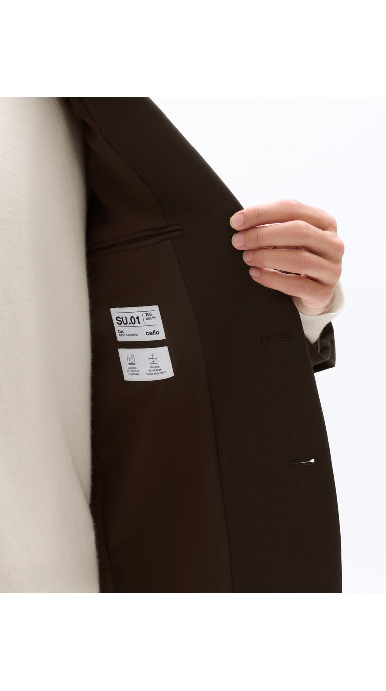 Slim Bi-Stretch Suit Jacket - Brown