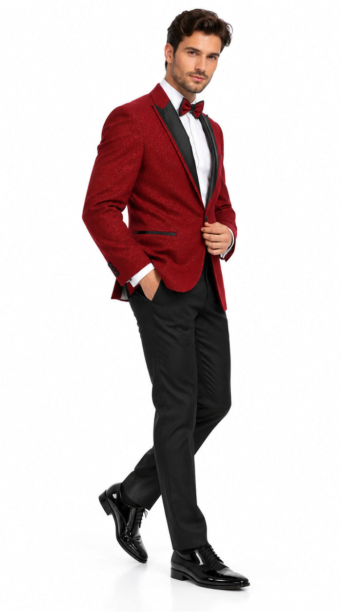 Mens Burgundy Tuxedo - Maroon Wine Color Sequin Sparkly Shiny Dinner Jacket + Pants