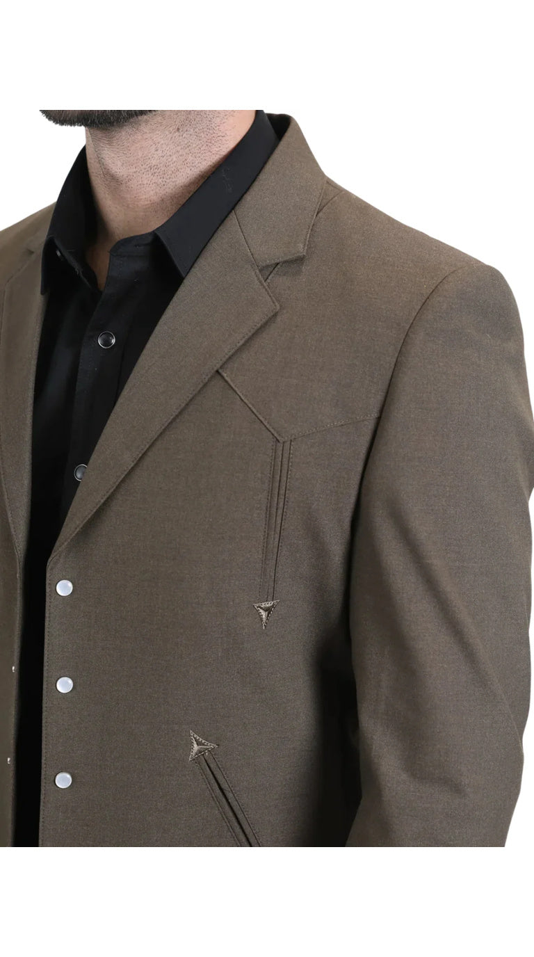 Men's Brown Western Suit 2-Piece - Cowboy Suit with Western Yoke & Pearl Snaps