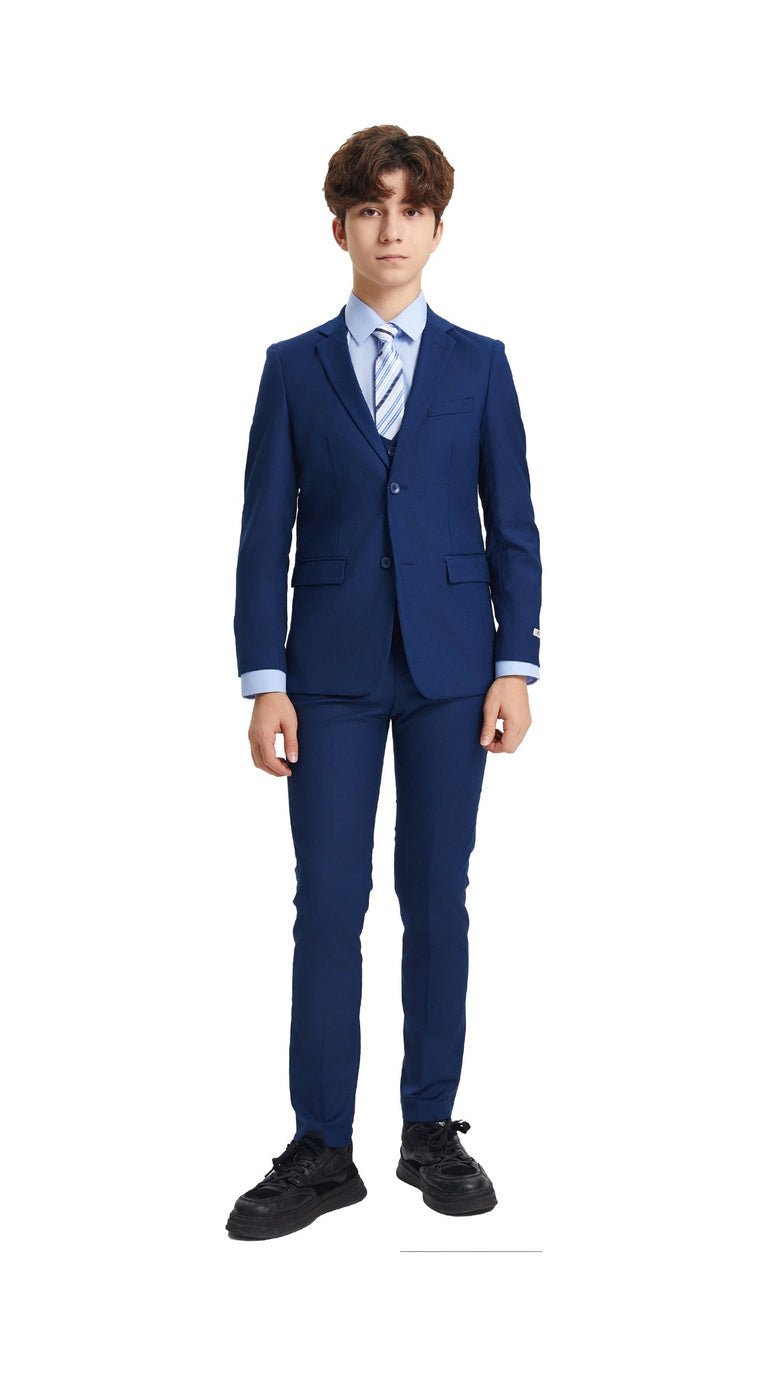 Stacy Adams Boy's 5-Piece Solid Suit - Indigo