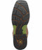 Dan Post Men's Storms Eye Western Work Boot. Rugged rubber sole with patterned tread (green/brown) for traction. Designed for work.
