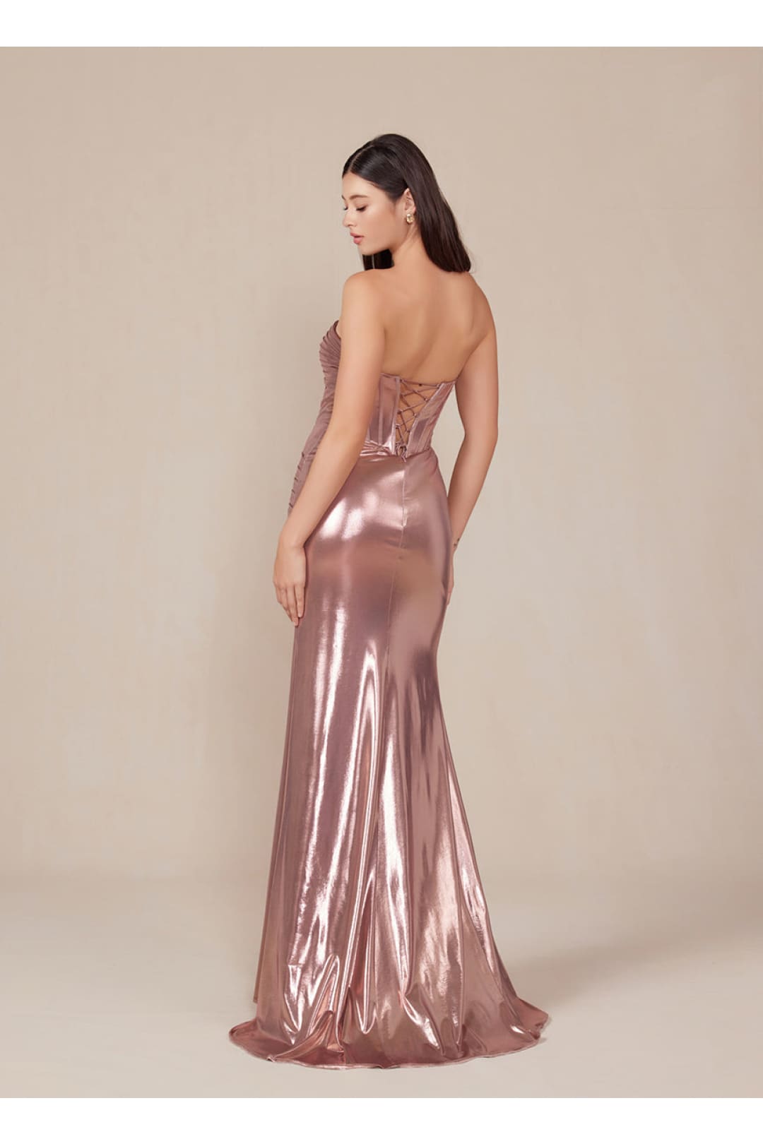Nox Anabel T1499 Prom Formal Strapless Metallic Long Sheath Gown