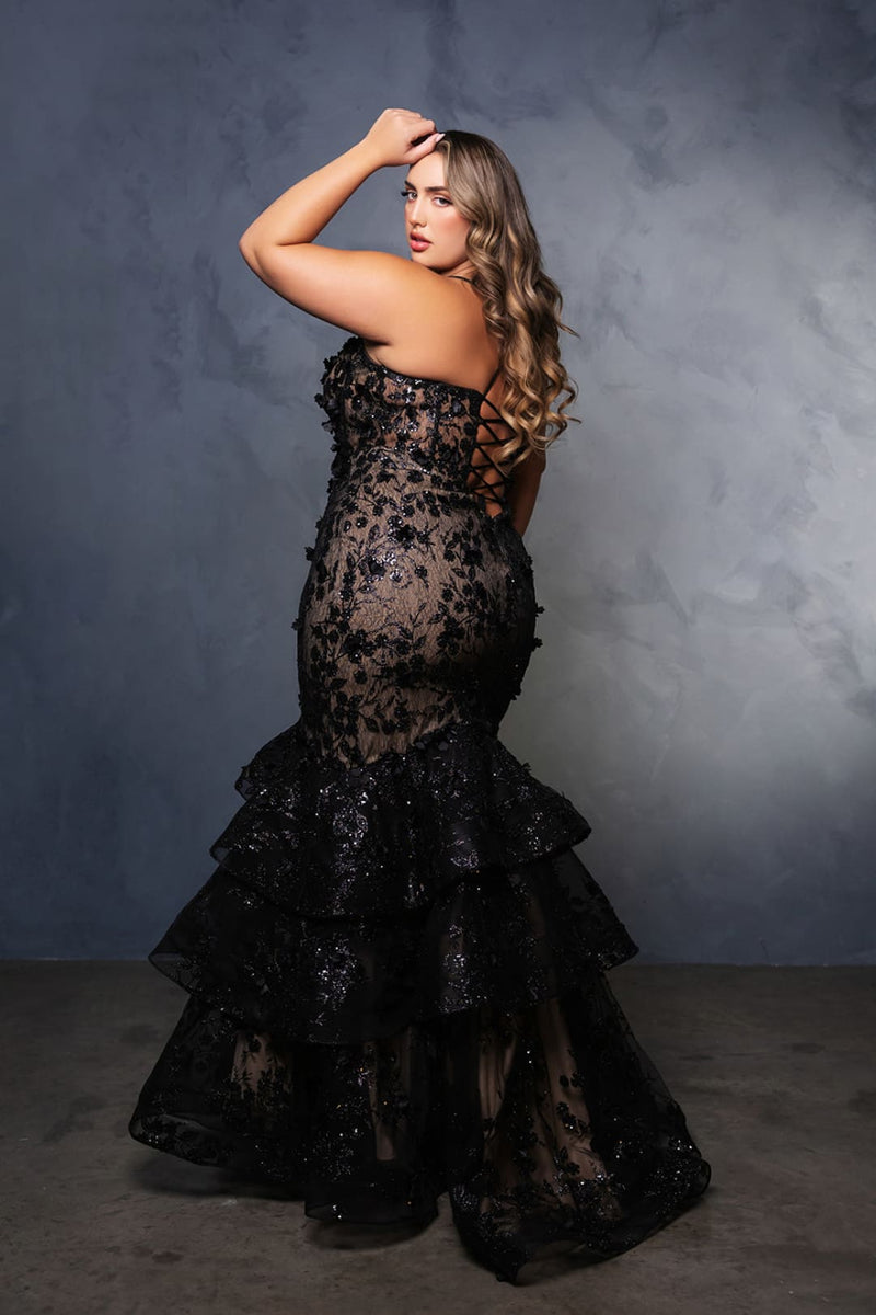 Prom Dress Plunging V-Neck Beaded Formal Gown By Royal Queen RQ8148