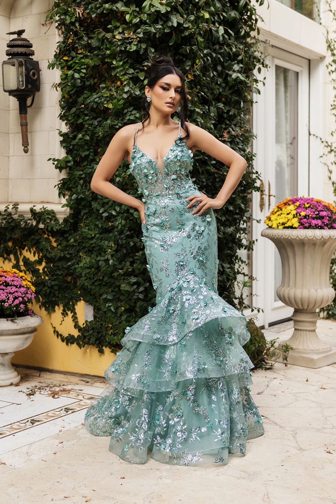 Prom Dress Plunging V-Neck Beaded Formal Gown By Royal Queen RQ8148