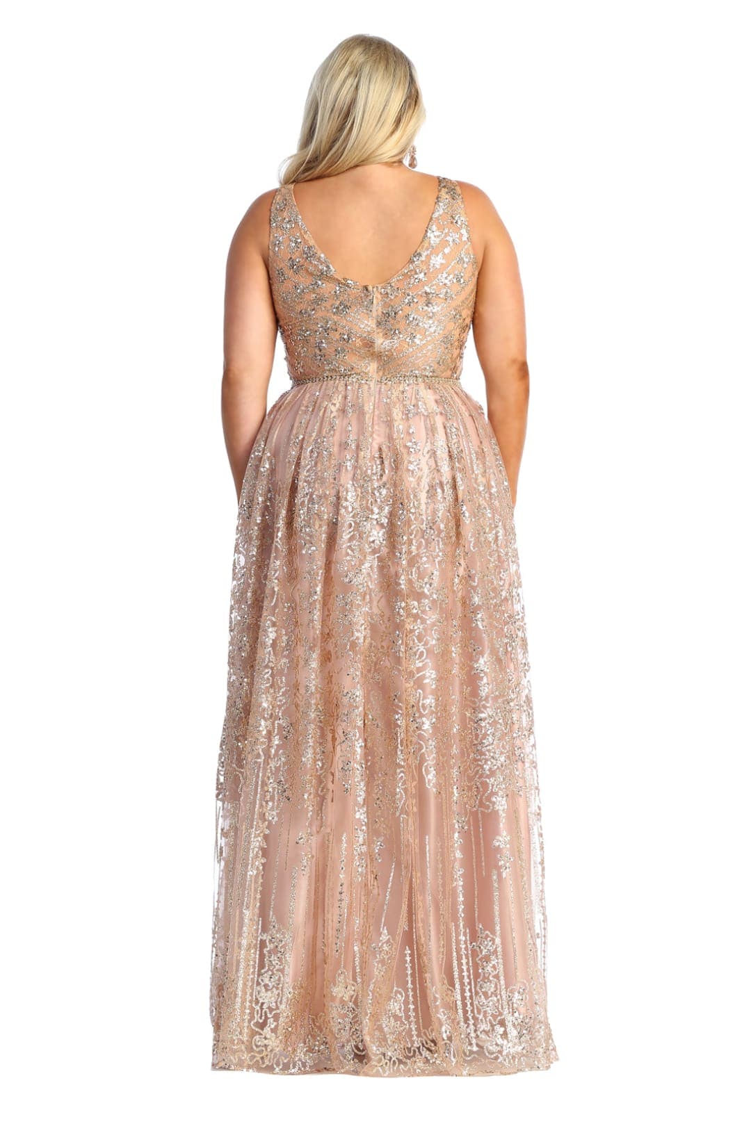 Sleeveless Glitter Prom Dress Long A-line Formal Evening Gown
