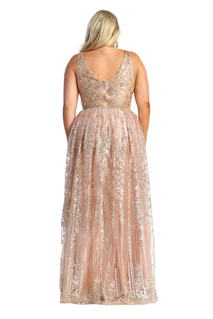 Sleeveless Glitter Prom Dress Long A-line Formal Evening Gown