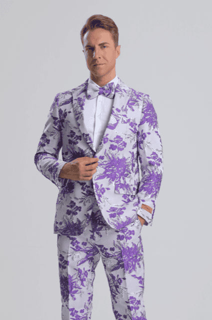 Prom Suits - Paisley Suits - Bright Colored Suits - Homecoming Suit + Matching Bowtie - AlbertoNardoniStore