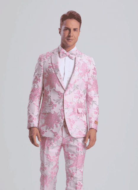 Prom Suits - Paisley Suits - Bright Colored Suits - Homecoming Suit + Matching Bowtie - AlbertoNardoniStore