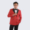 Red Double Breasted Slim Fit Tuxedo Black Peak Lapel