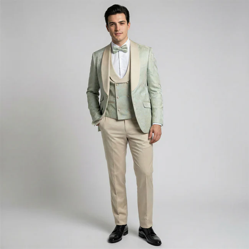 Pink Floral Shawl Lapel Tuxedo Set – Wedding and Prom