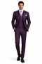 Purple Modern Fit Windowpane Peak Lapel 3 Piece Suit