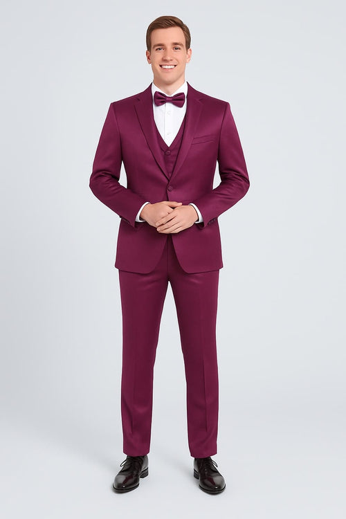 Purple Satin Tuxedo Set – 4-Piece Statement for Weddings & Proms
