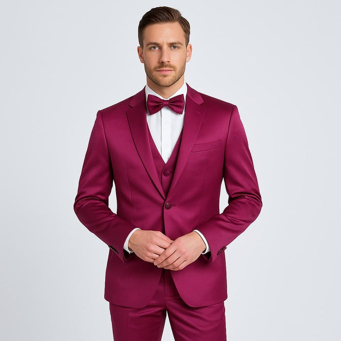Purple Satin Tuxedo Set â€“ 4-Piece Statement for Weddings & Proms
