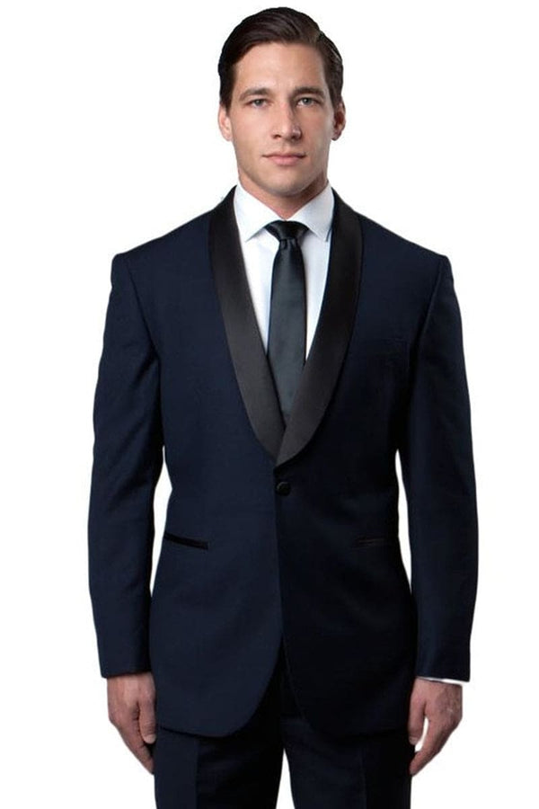 Navy Slim Fit Men's Tuxedo with Classic Shawl Lapel