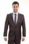 "Sharkskin Slim Fit Men's Suit - One Button, Peak Lapel, Ticket Pocket, Brown"