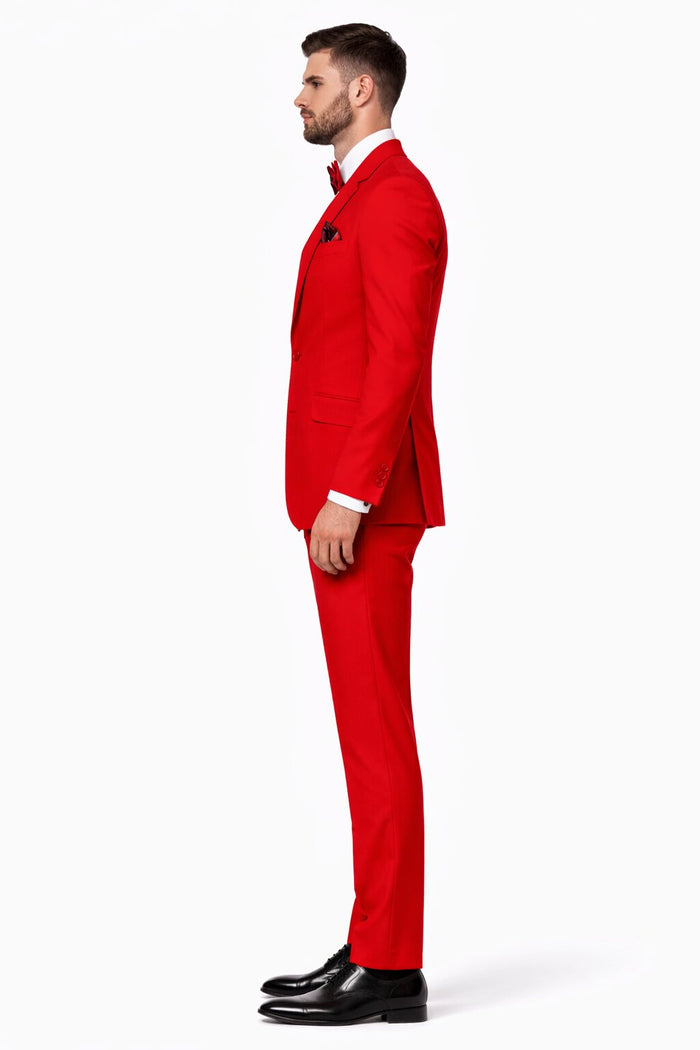 Mens 2 Button Modern Fit 3-Piece Suit in Red – Vested Formal Suit