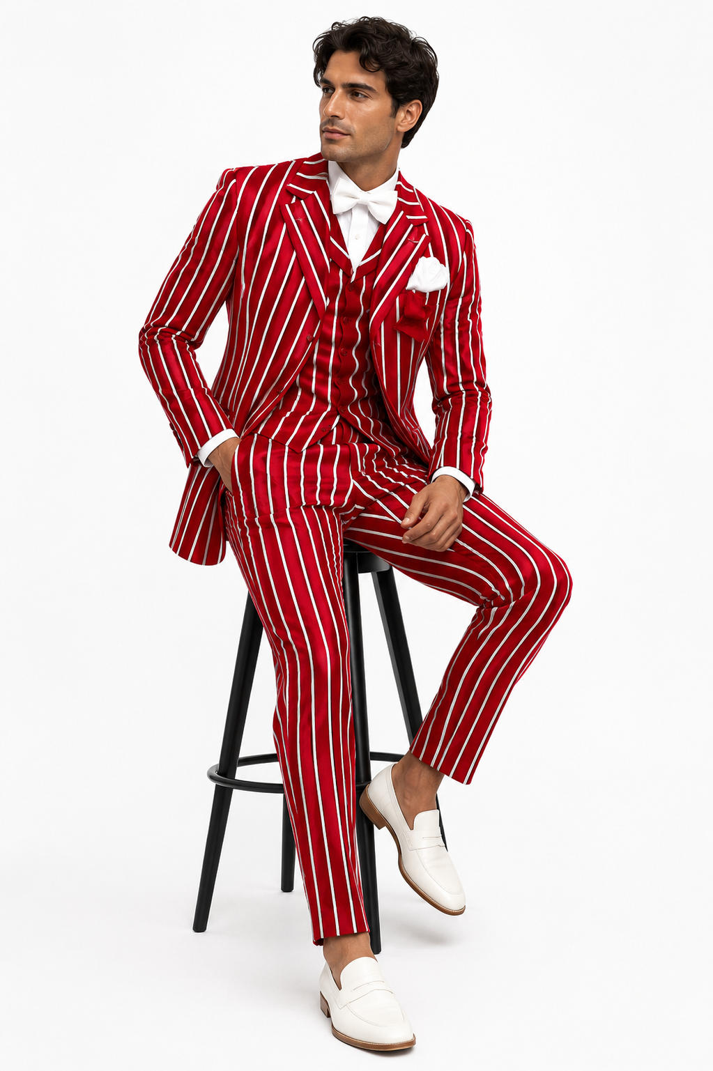 Red and White Pinstripe Zoot Suit - Gangster 1920s Pinstripe Suit - Mens  Fashion Suit