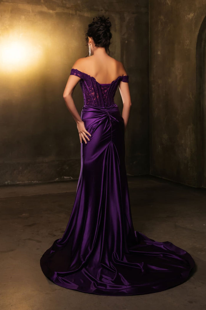 Red Carpet Dress Off Shoulder Sequin Formal Gown By May Queen MQ2146