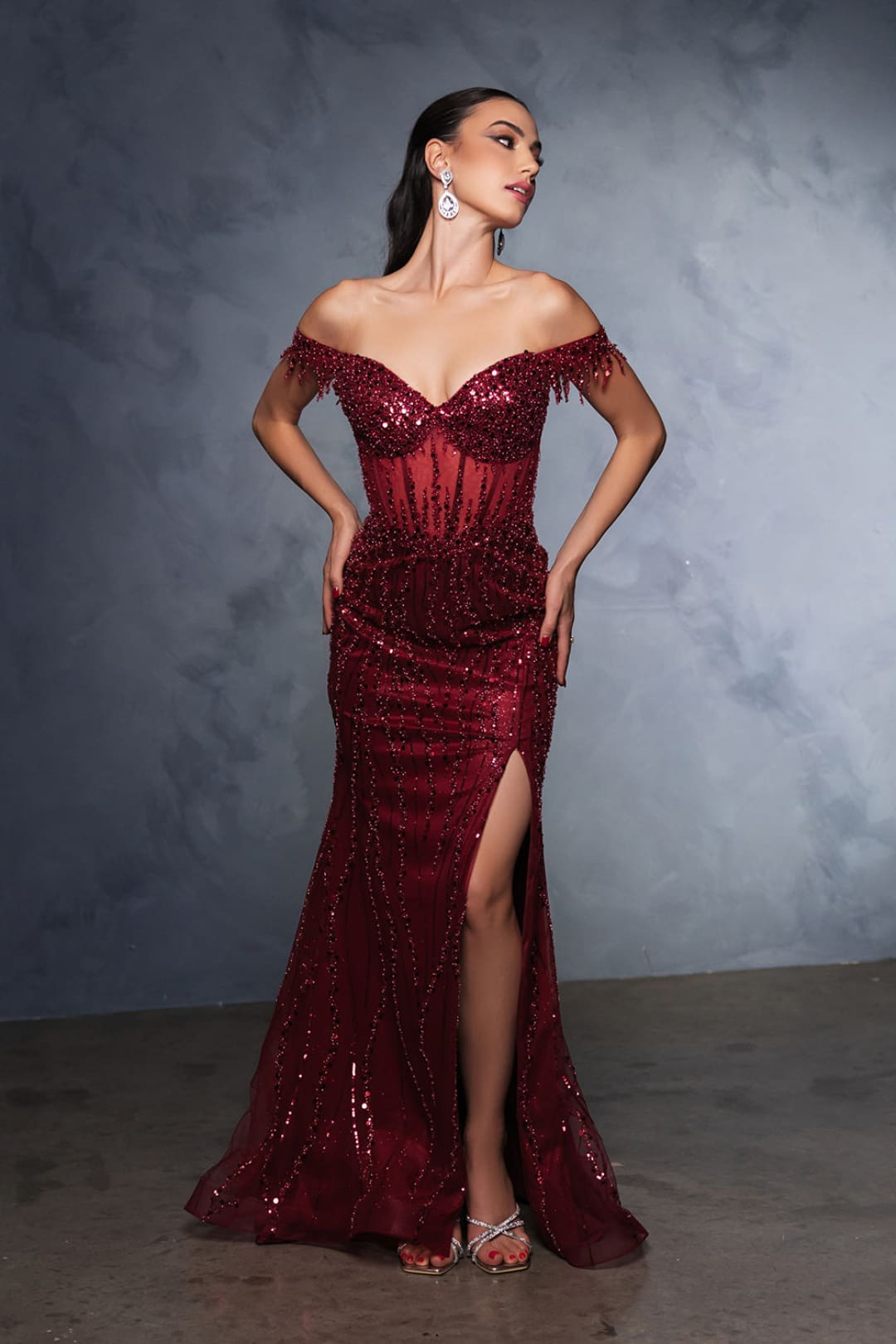 Long Sequins Prom Dress Off-Shoulder Evening Gown & Plus Size By MQ2132-New Collection