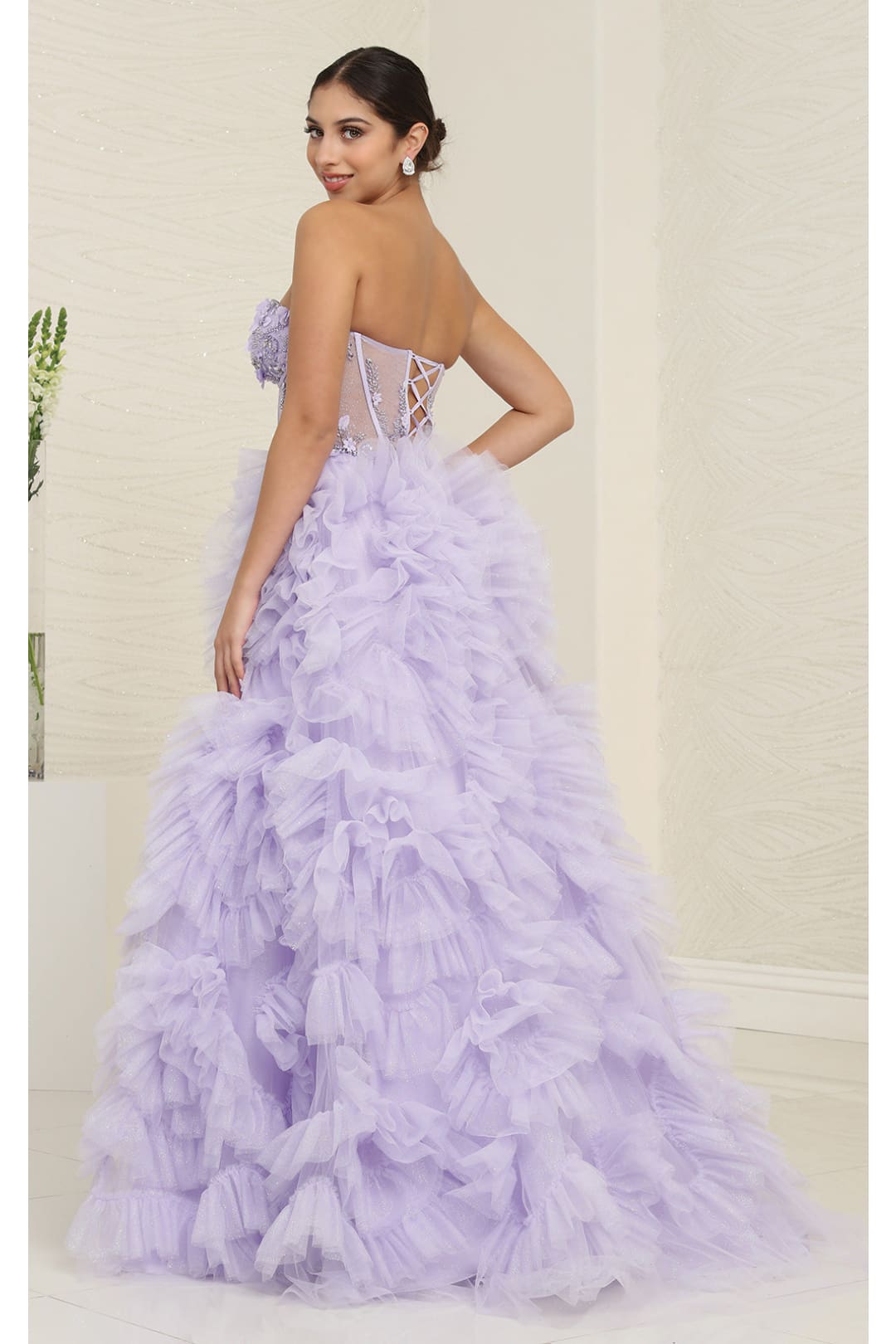 Red Carpet Dress Strapless A-Line High Slit Gown By