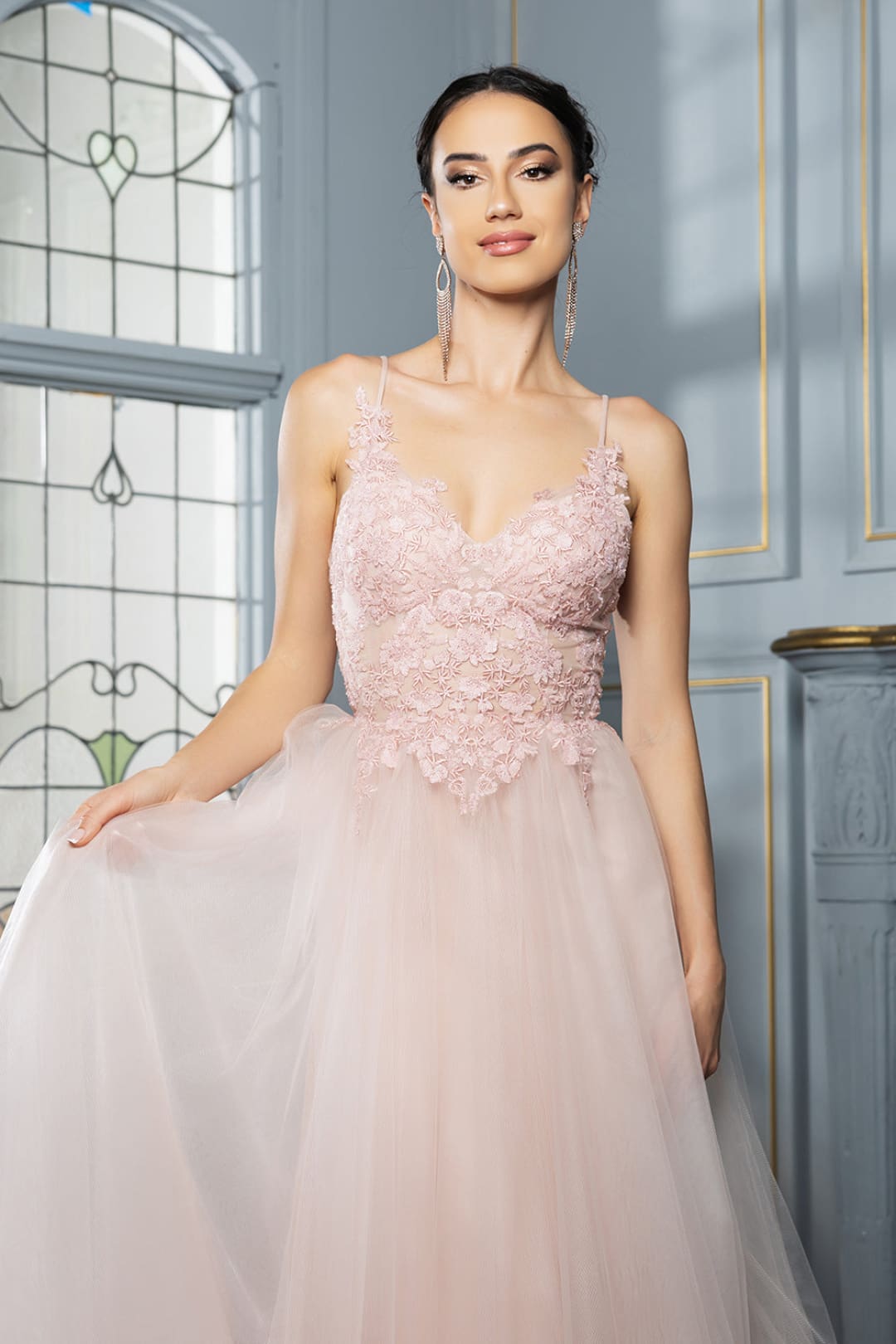 Red Carpet Dress V-Neck Sequin Evening Gown By May Queen MQ2167