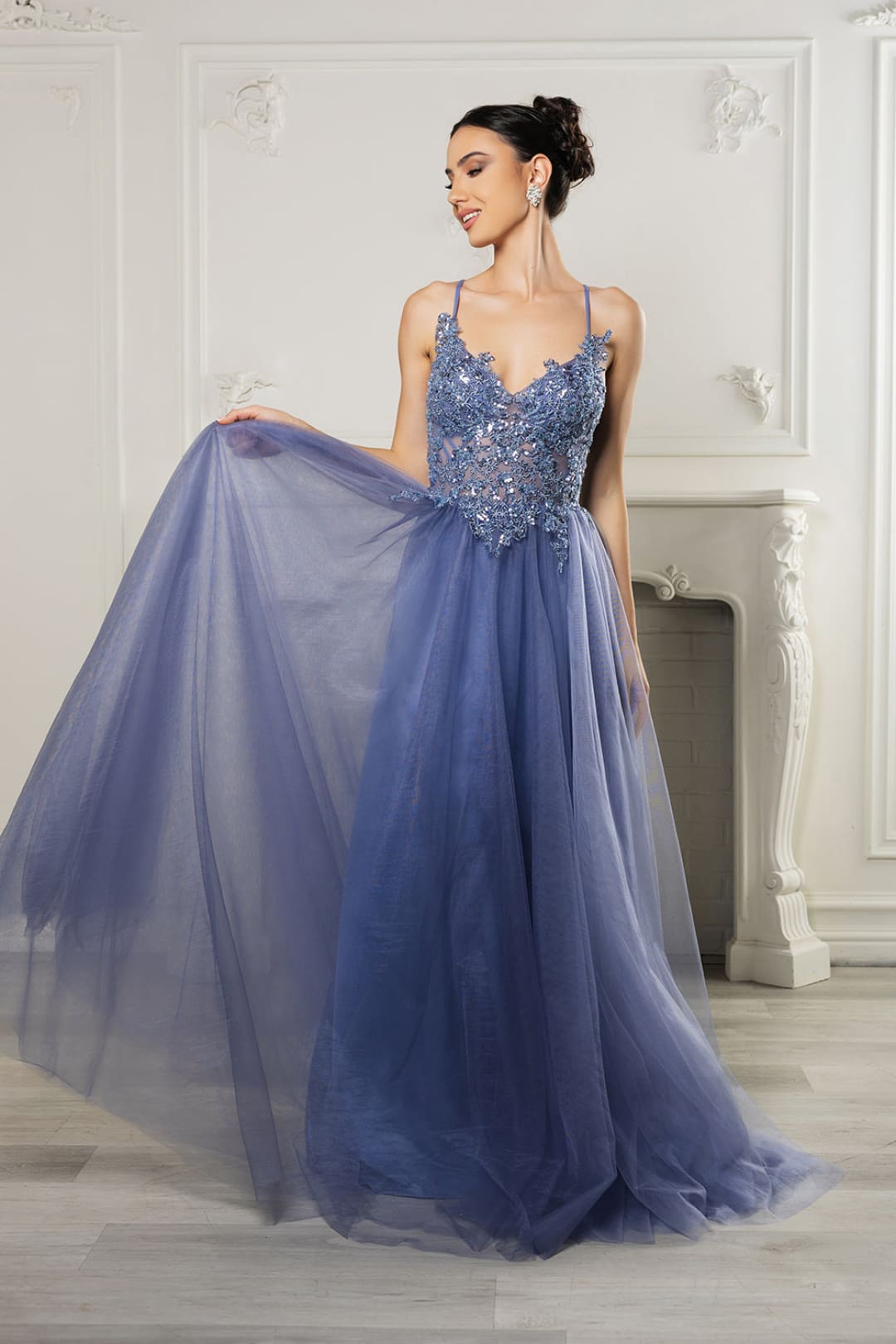 Red Carpet Dress V-Neck Sequin Evening Gown By May Queen MQ2167