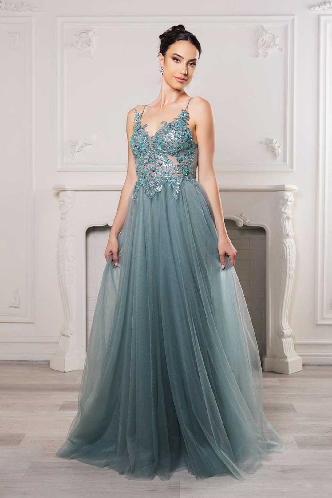 Red Carpet Dress V-Neck Sequin Evening Gown By May Queen MQ2167