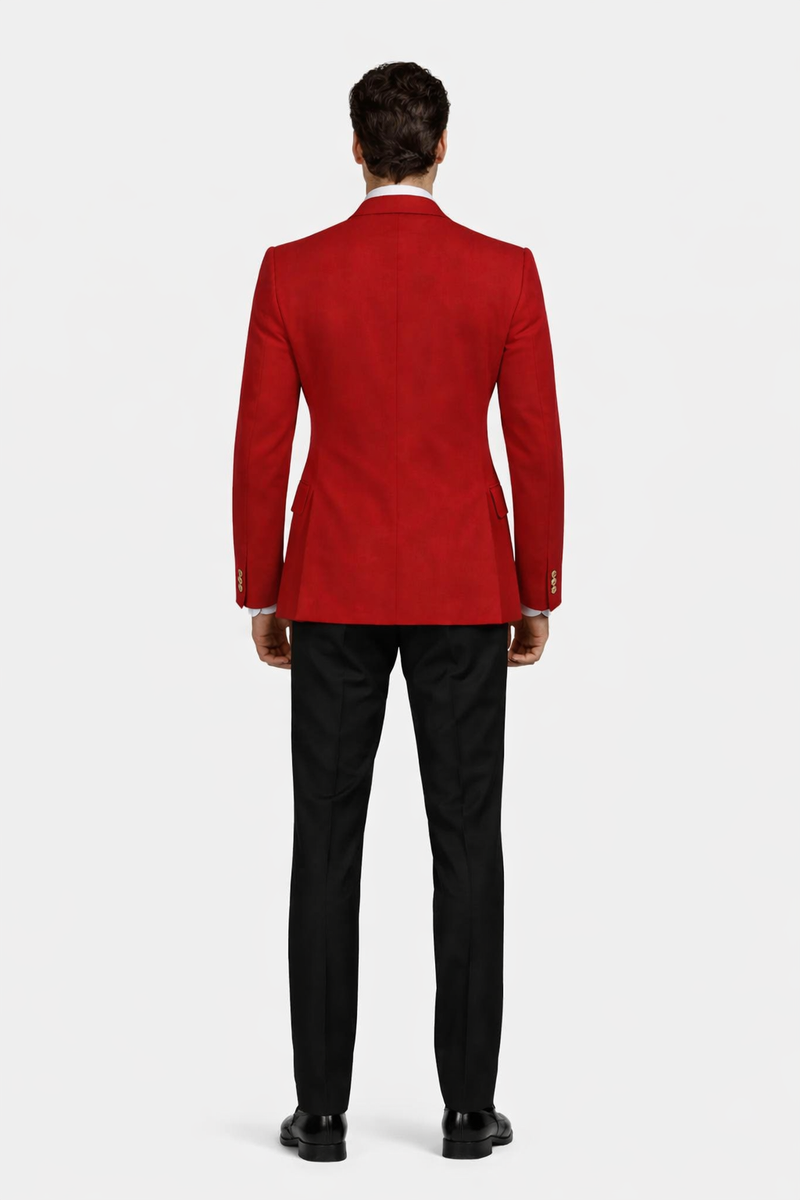 Red Double Breasted Sport Coat - Velvet Blazer