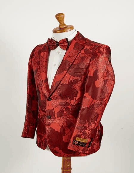 Red Floral Suit - Red Floral Blazer - Red Floral Tuxedo - AlbertoNardoniStore