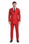 Mens Red Double Breasted Suit with Gold Buttons – Classic Formal Two Piece Suit