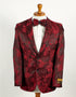 Red Paisley Jacket Mens 2 Button Burgundy Floral Paisley Prom & Wedding Blazer - AlbertoNardoniStore