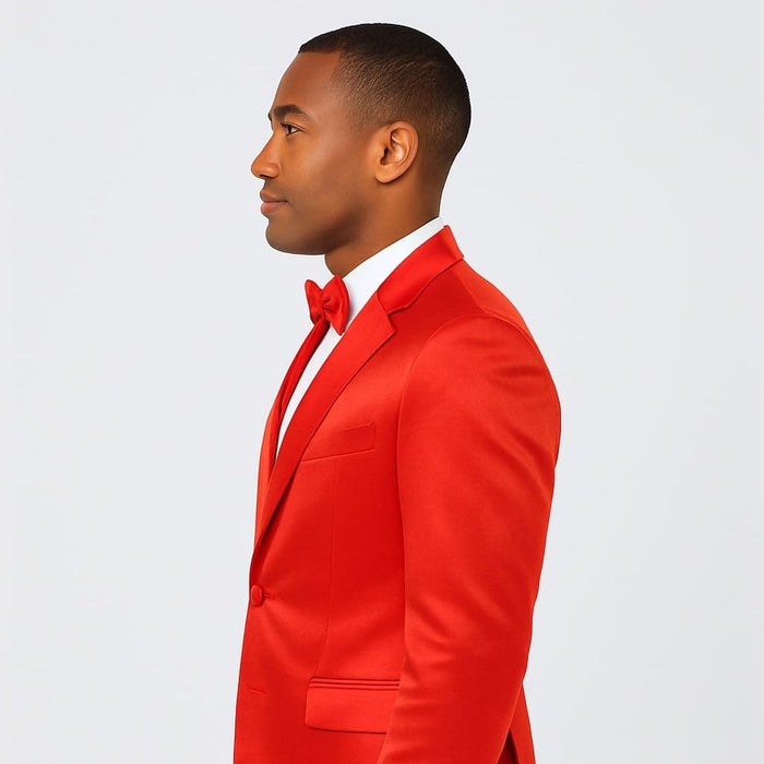 Red Satin Tuxedo Set â€“ 4-Piece Statement for Weddings & Proms