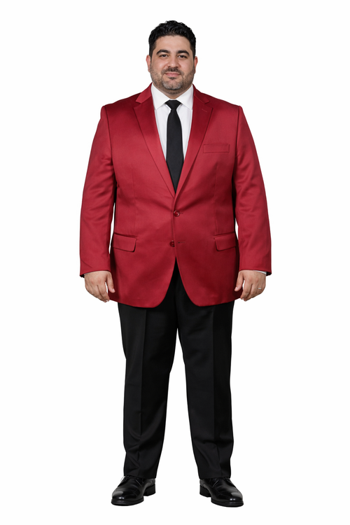 Men’s Slim Fit Red Satin Blazer – Elegant Two-Button Formal Suit Jacket for Weddings, in Red Color