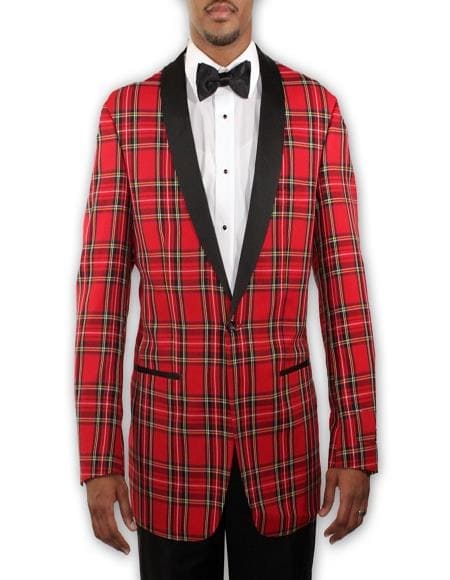 Red Tuxedo With Black Lapel - Holiday - Christmas - Wedding Prom